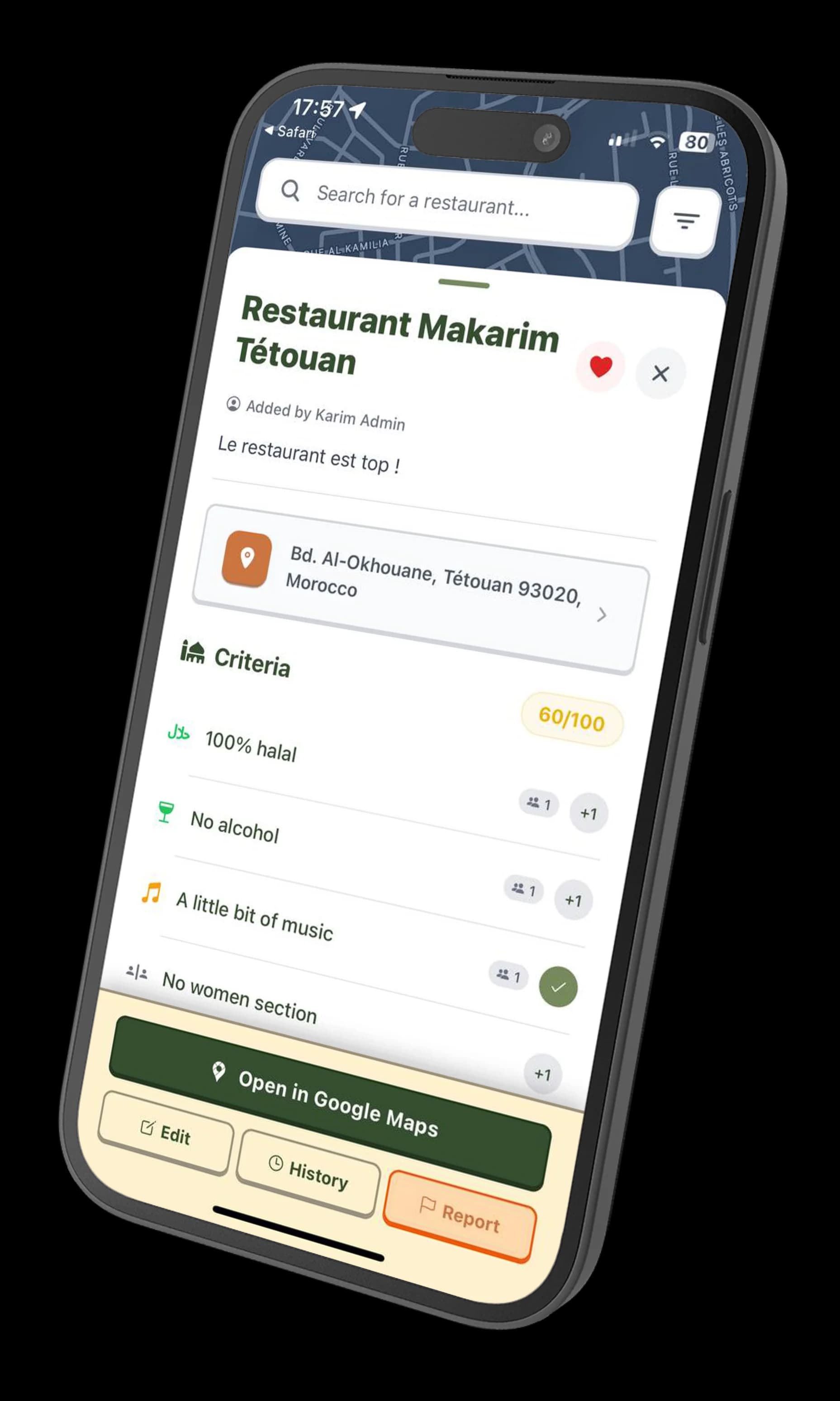 Aperçu Tranquileaty - critères halal restaurant