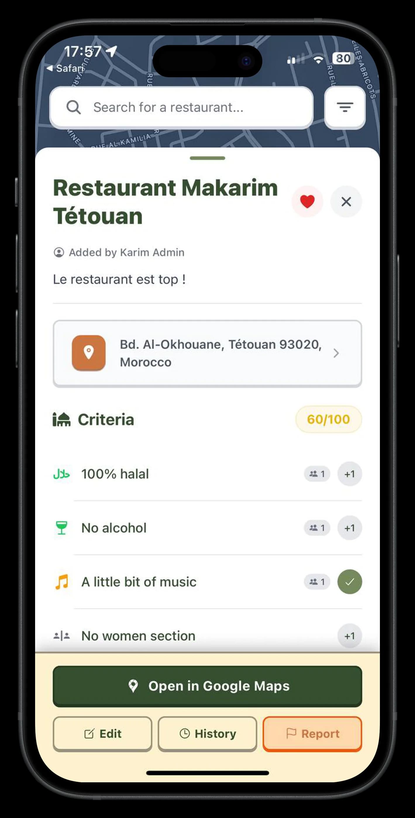 Screenshot Critères détaillés
